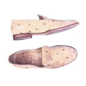 Rag & Bone Embroidered Suede Loafers Size 36.5 Tan Slip-On‎ Flats Boho Lucky